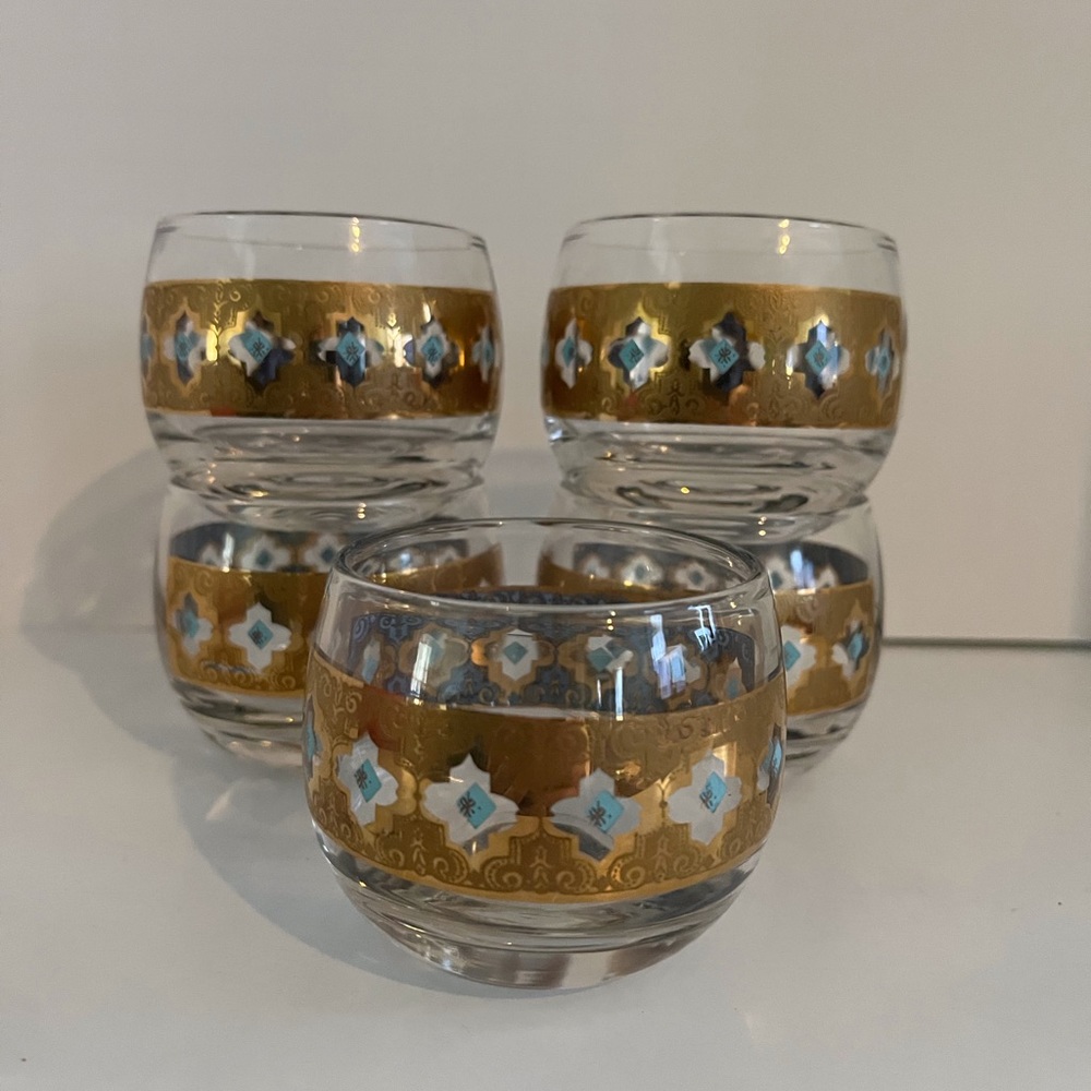 MCM Culver Roly Poly Barware, 22kt Series, Valencia, Cocktail Glasses